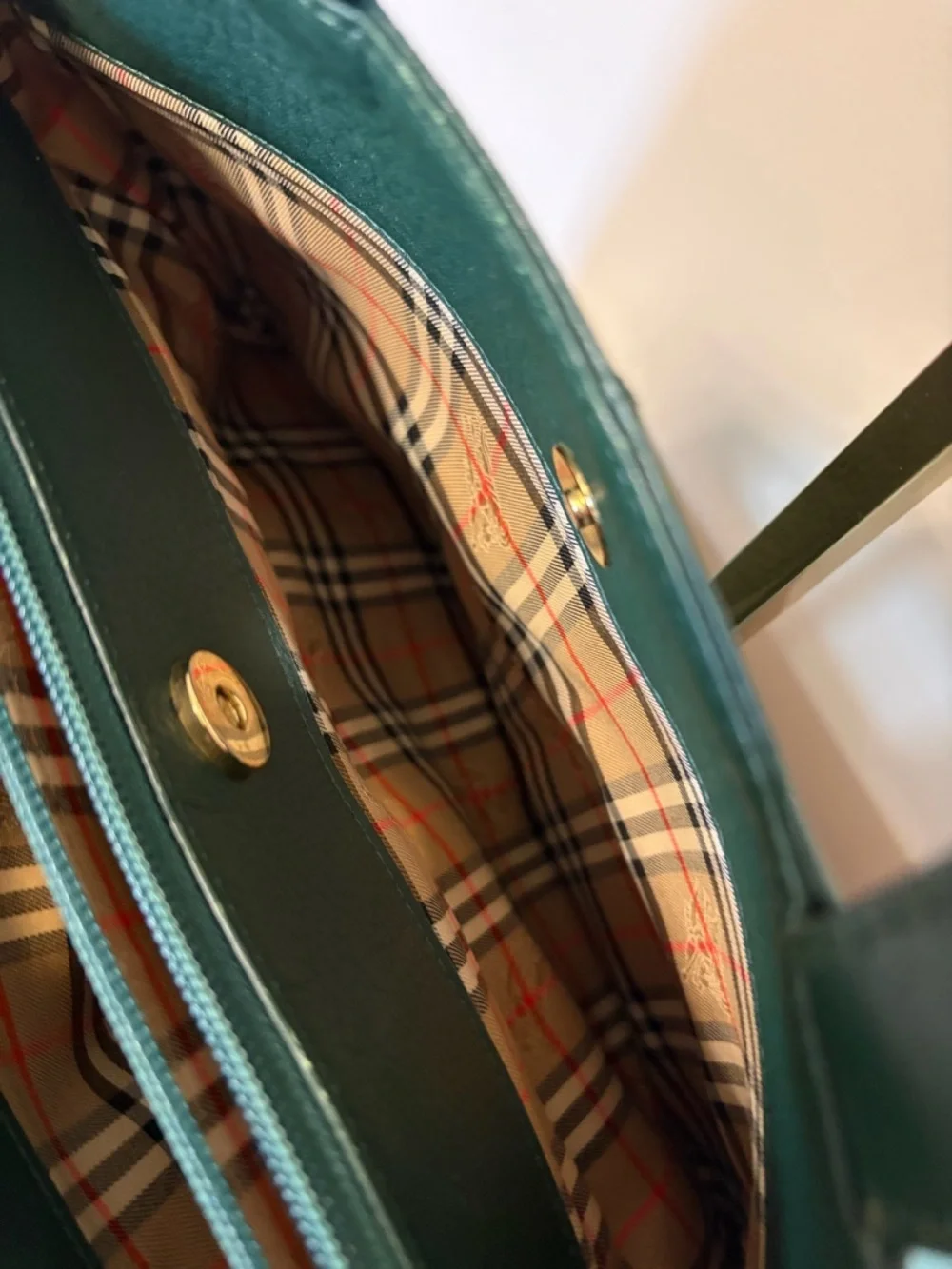 Burberry Dark Green Leather Tote with Gold Hardware - Picture 9 of 13